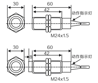 LM24 AC-DC Universal Approach Switch:Overall dimensions;installation