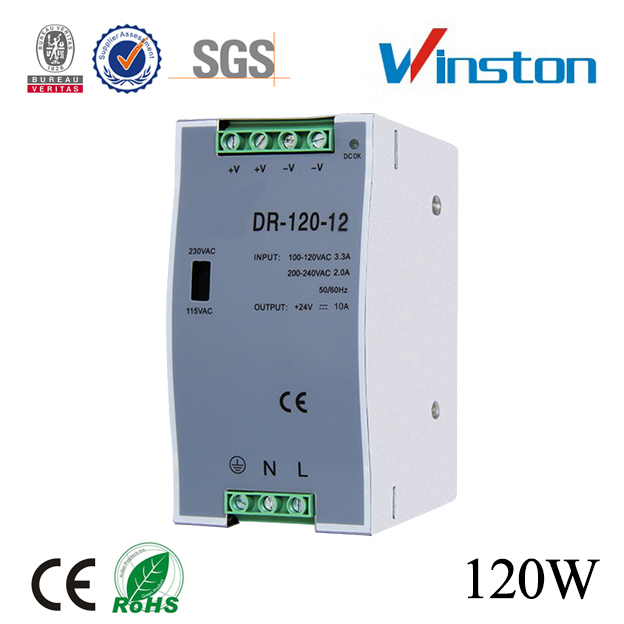 DR-120 Series 120W Single Output DIN Rail AC/DC Switching Power Supply