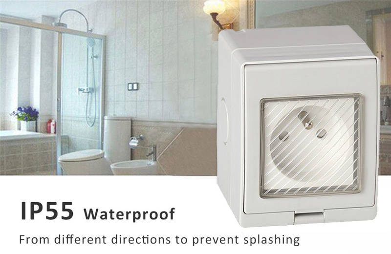 French Type Electrical Outdoor IP55 Waterproof 1 Gang Socke 