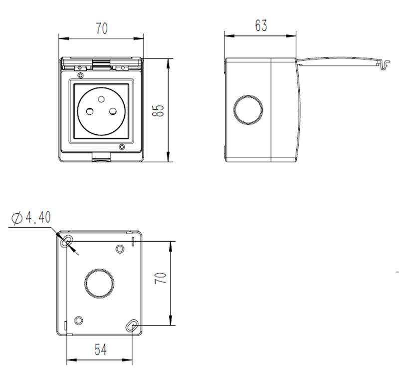 French Type Electrical Outdoor IP55 Waterproof 1 Gang Socke 