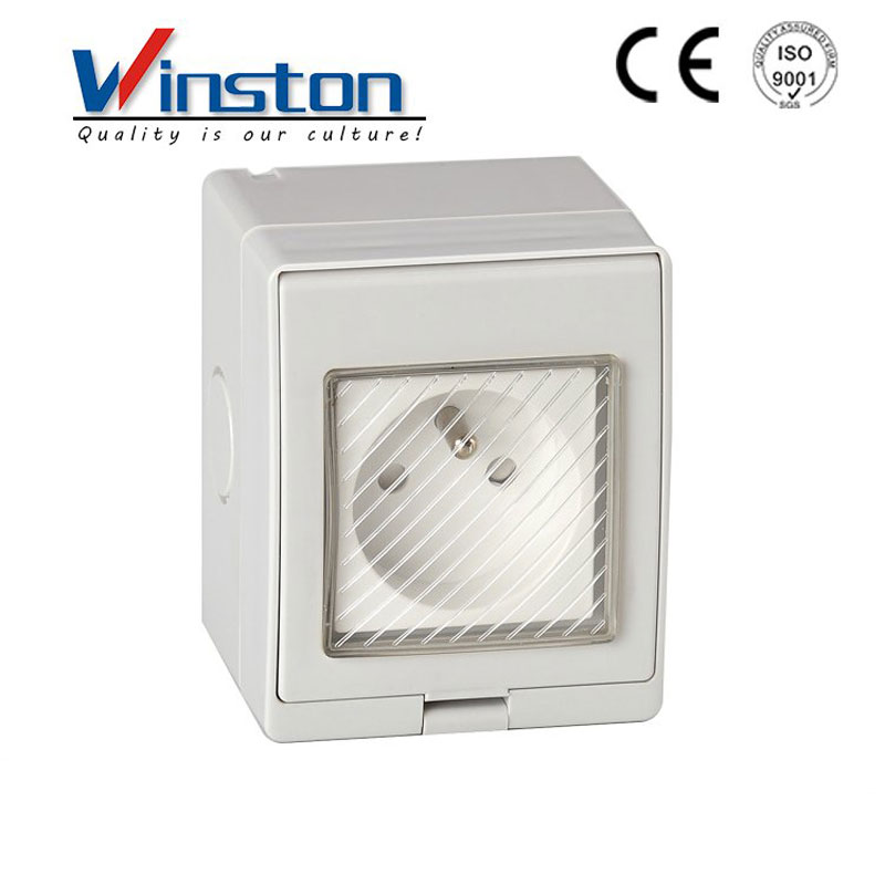 French Type Electrical Outdoor IP55 Waterproof 1 Gang Socke 