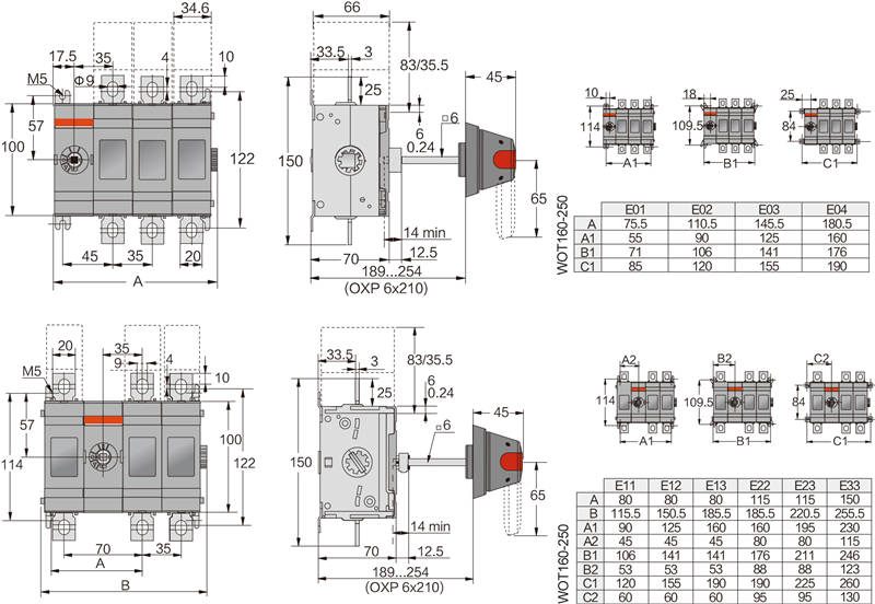 Industrial WOT 4Pole 160A 200A 250A Load Isolation Switch