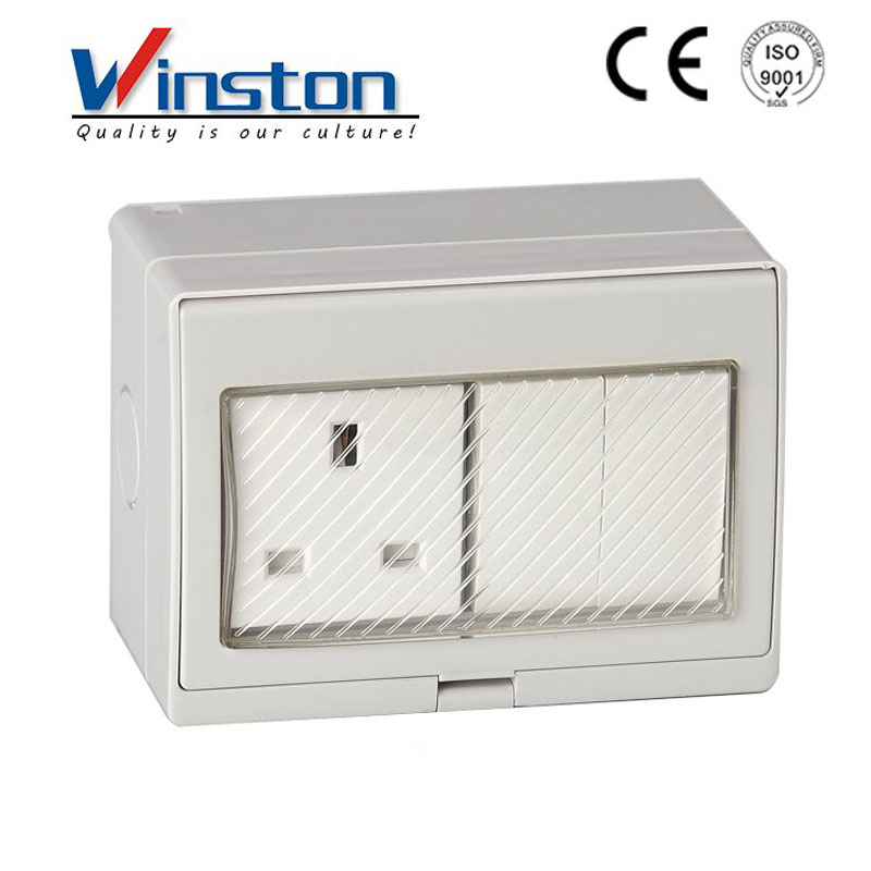 WST-S2S Waterproof 13A 2Gang Switch 1Gang Socket For Bathroom