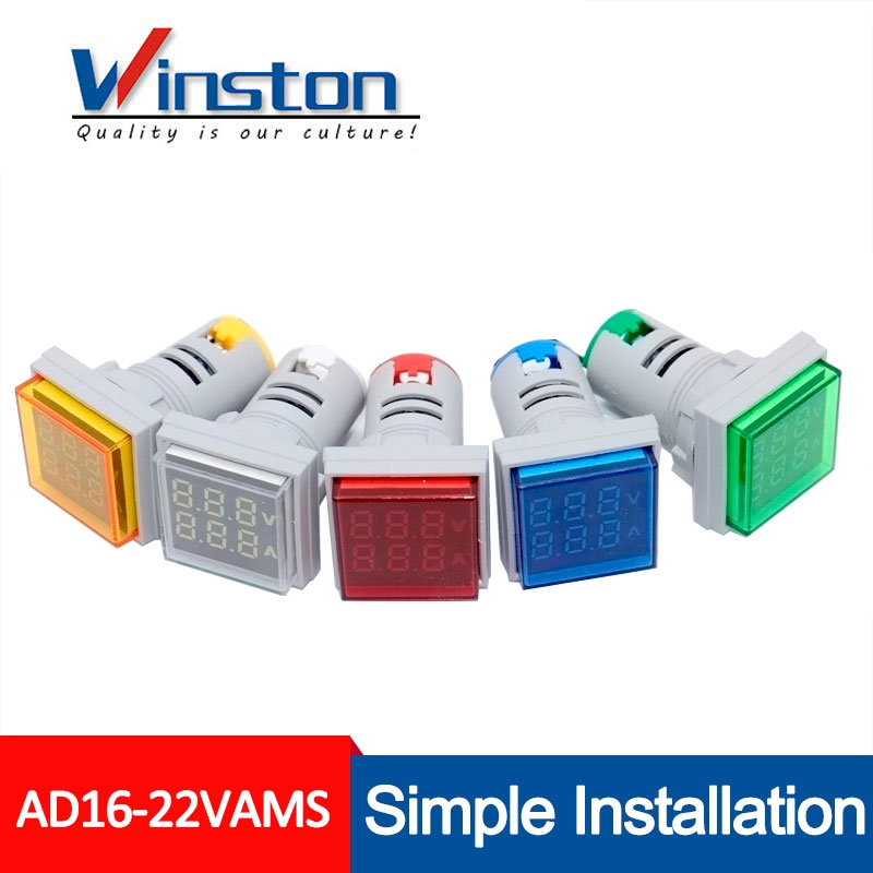 AD16-22VAMS 22mm AC 50V - 500V 0 - 100A Led light Digital Voltage Current Meter Indicator Voltmeter Ammeter