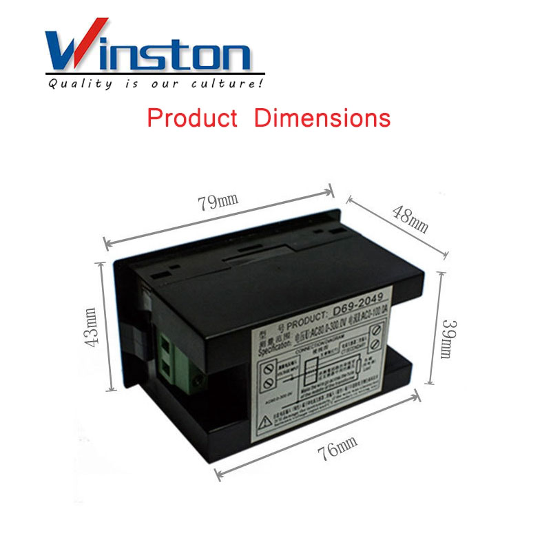 D69-2049 100A 80-300V Digital AC Voltmeter and Ammeter Voltage Meters Electric Power Energy
