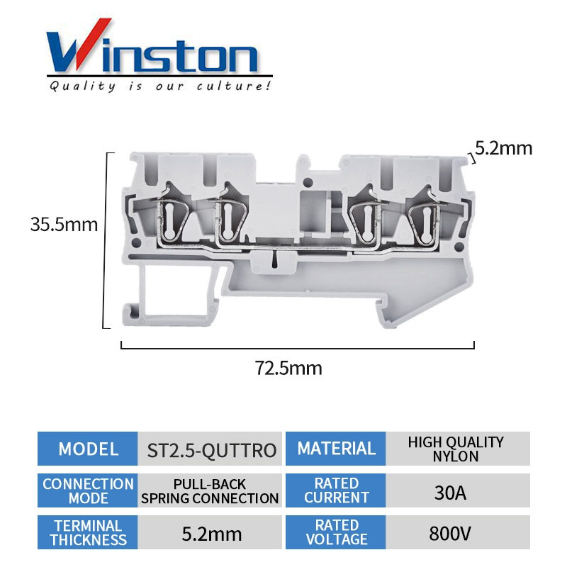 High Quality Plastic Nylon Waterproof DIN Rail Electric Terminal Blocks