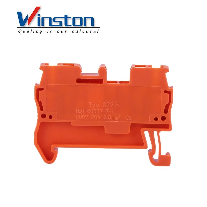 ST2.5 RED Push in Connection Feed Through DIN Rail screw plastic Brass terminal block