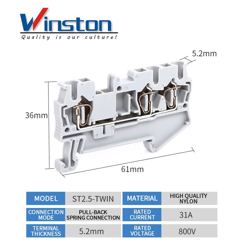 ST2.5 TWIN Factory Price Waterproof Din Rail Electrical Terminal Block