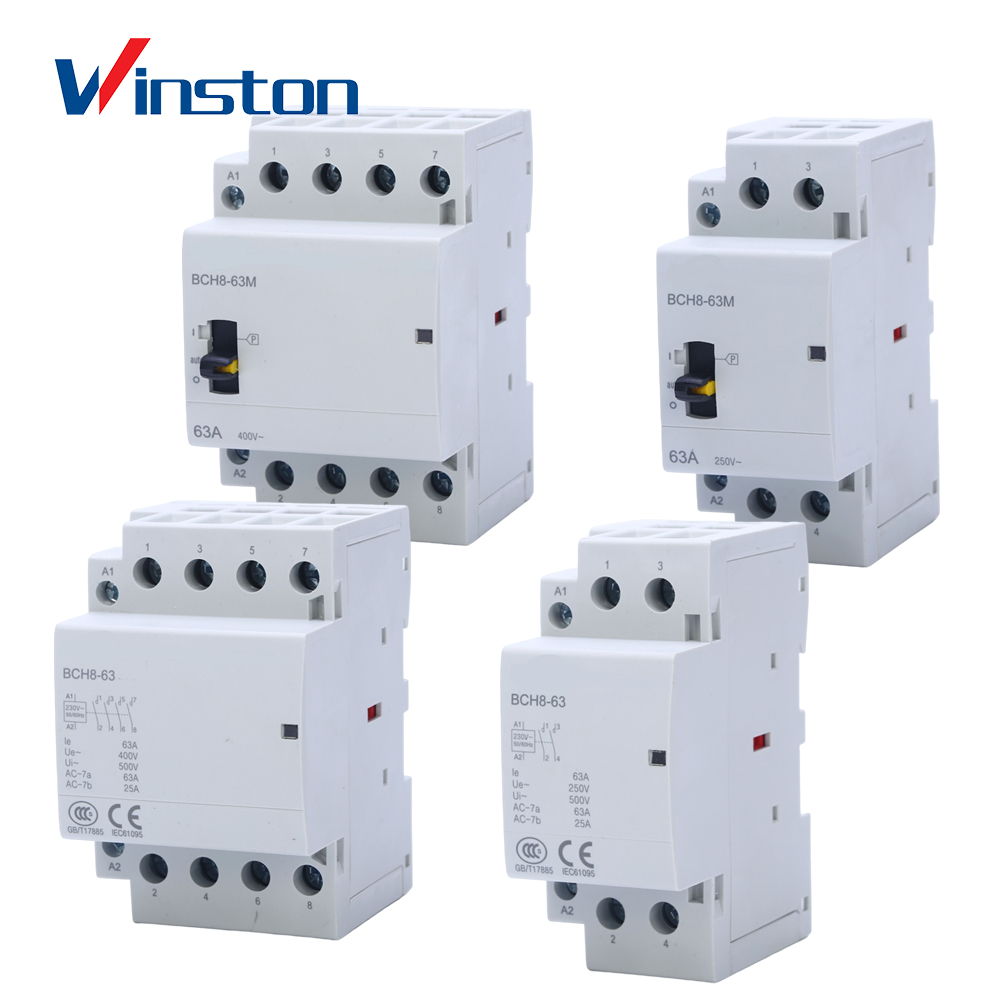 BCH8-63 2P 4P 63A home hotel Ac Contactor Din Rail Mini Modular Contactor
