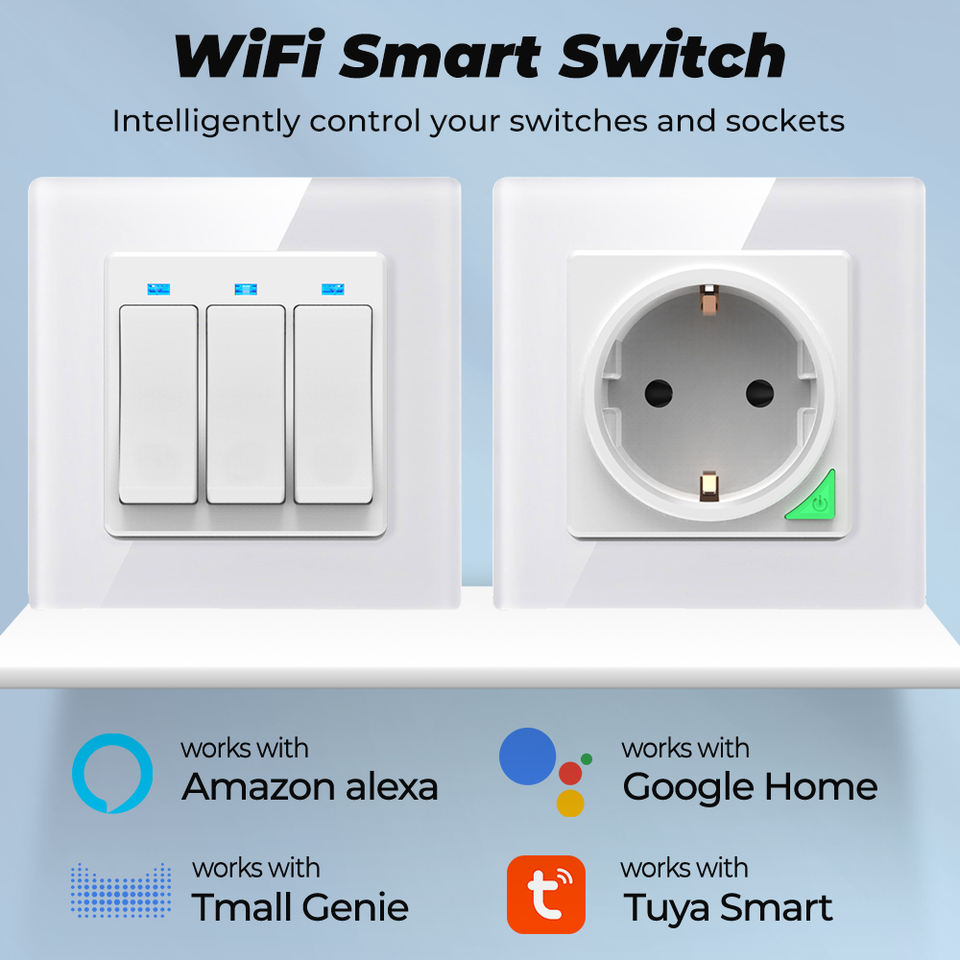 WiFi Smart Socket TuYa 16A USB Wall Outlet Wireless Remote Control EU Socket Voice Control By Alexa