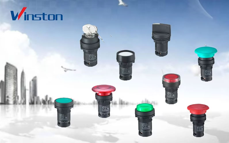 3 Pole rotary switch Short handle 2contact button switch 22MM