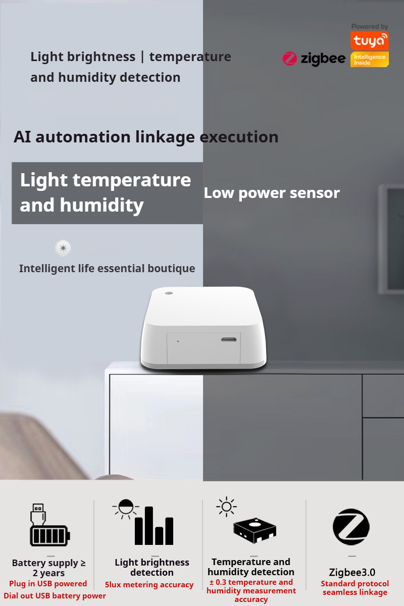 MmWave Radar Light induction linkage control brightness temperatureand humidity detection zigbee Human Presence Detector