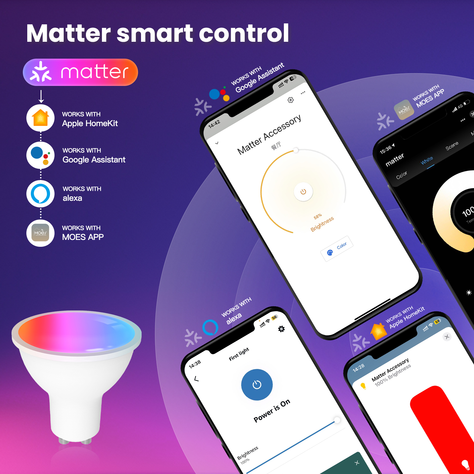 Gu10 Smart Led Spotlight spotlight Bulb Compatible With Alexa Google Home
