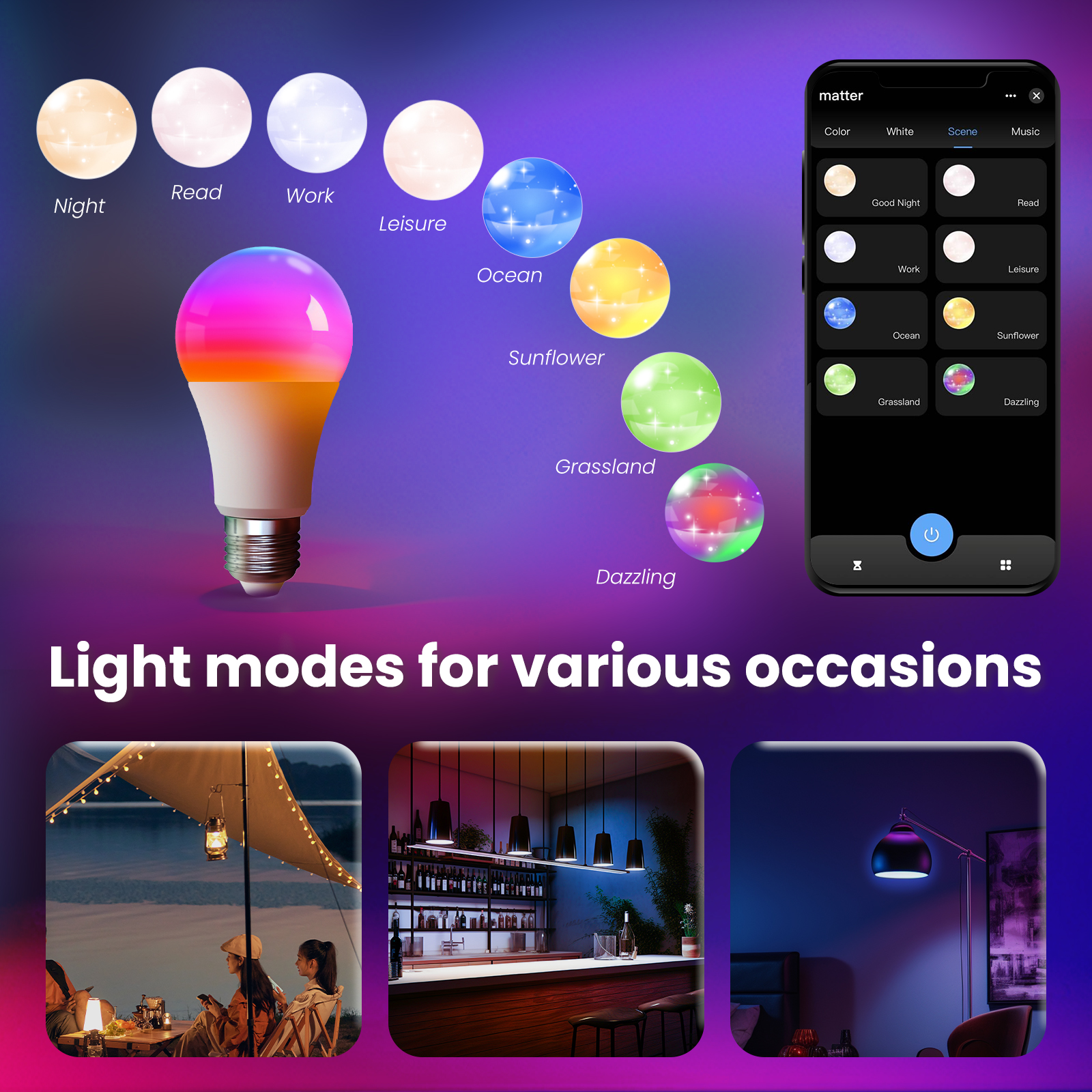 tuya 5w dimmable rgbcct google home matter wifi esmart Wifi Bulb Wifi 5W 7W 9W Smart LED Bulb Lights
