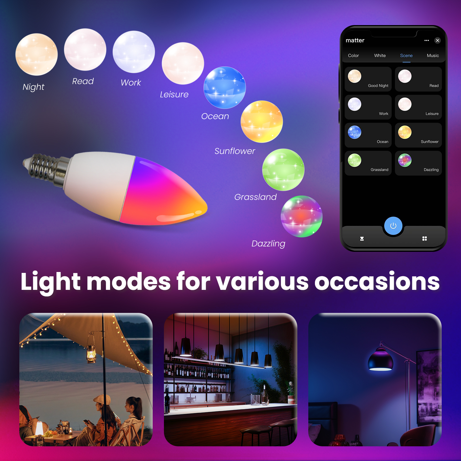 Smart Candle Light Matter Bulb Smart Bulb Rgb Smart Light