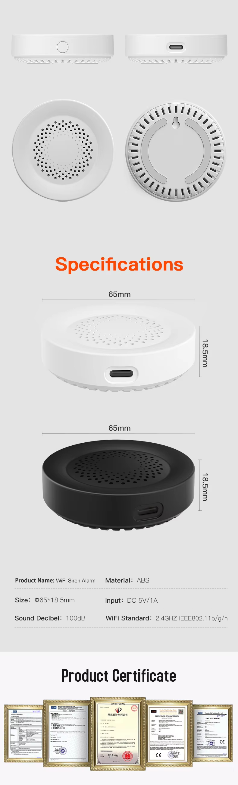 Wifi Siren with App Remote Scene Linkage Google & Alexa Compatible