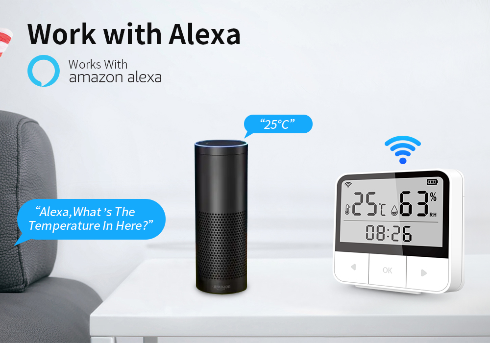 Tuya Smart Wifi Humidity Temperature Sensor 