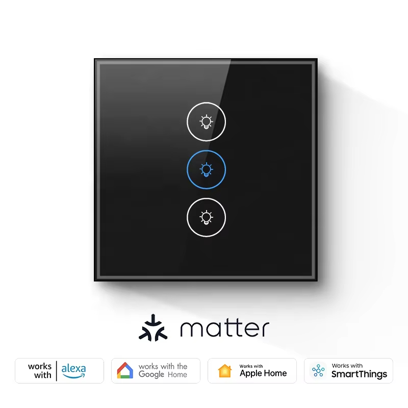 EU 1/2/3/4 Gang Tuya Smart Switch Light Alexa Voice Control Touch Glass Wall WIFI RFF Matter Wall Light Switches