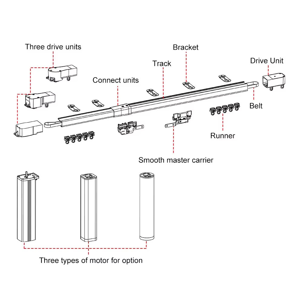 Telescopic tuya wifi smart motorized