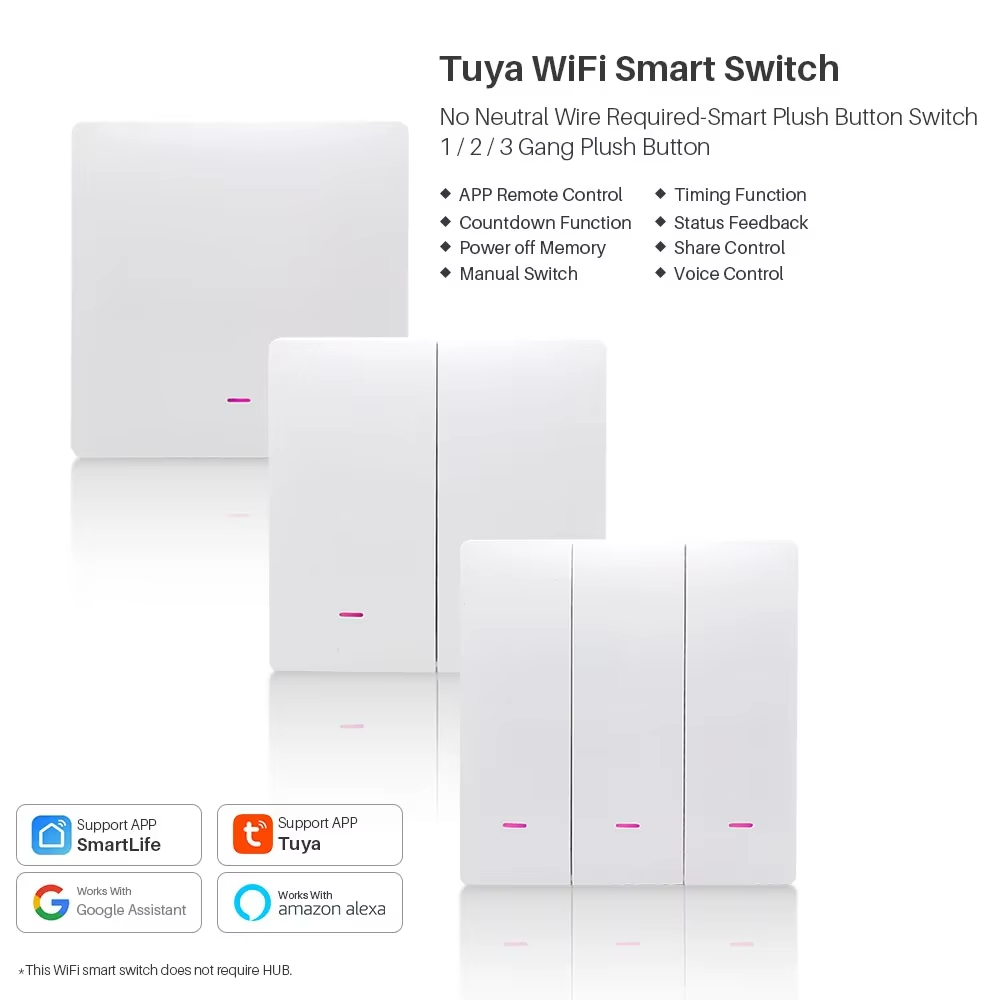 Tuya Smart Home Switch Zigbee 3.0 Push Button Wall Switches Home Automation Zigbee Gateway Hub Required
