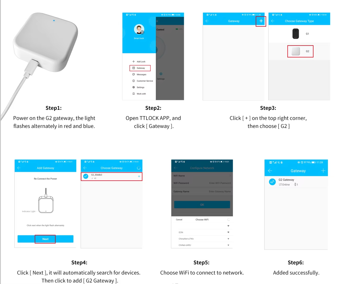 Smart Gateway Ttlock App Wifi Blue