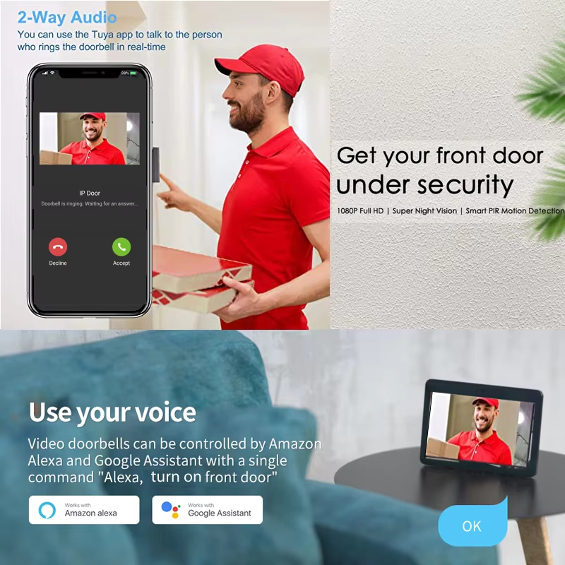 Wireless Front Door Bell 1080P HD WiFi Ring Smart Doorbell Camera