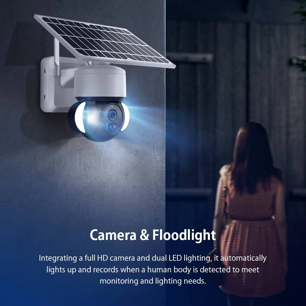  PIR human detection outdoor camera solar power