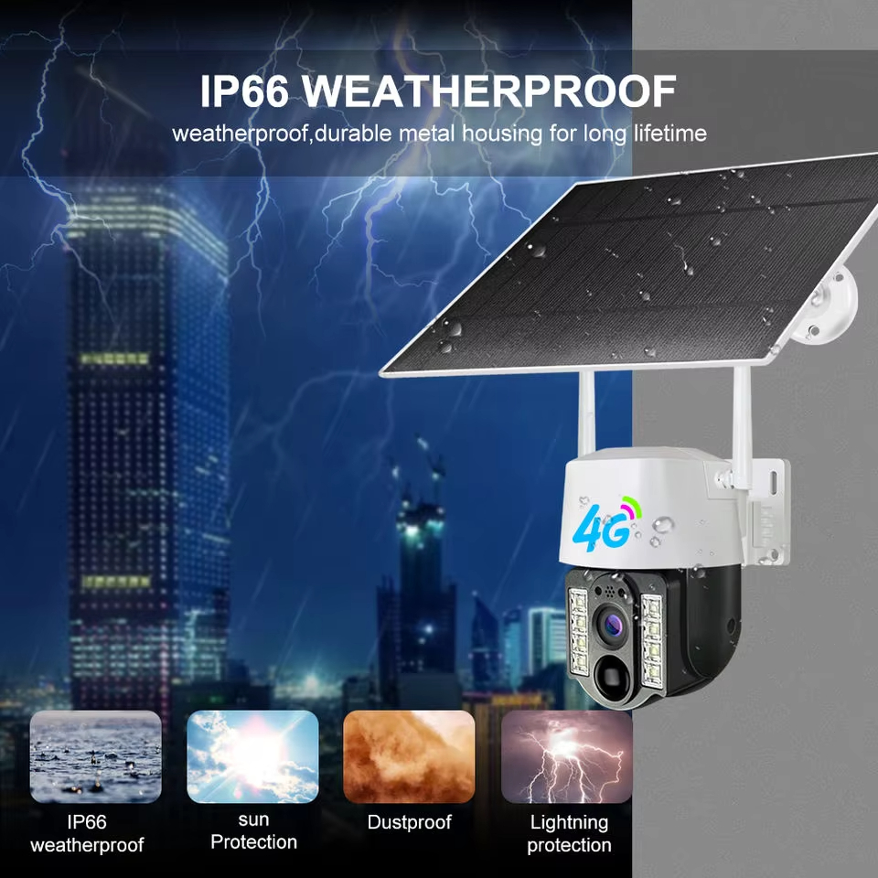 Outdoor Security Auto Tracking Human Detection V380 Pro 4G Sim Card Solar Camera