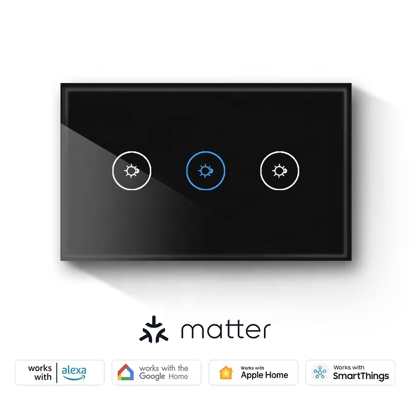 Matter US 1/2/3 gang Multi-Function Wifi Smart Touch Luxury Home Automation Wall Light WiFi Switch