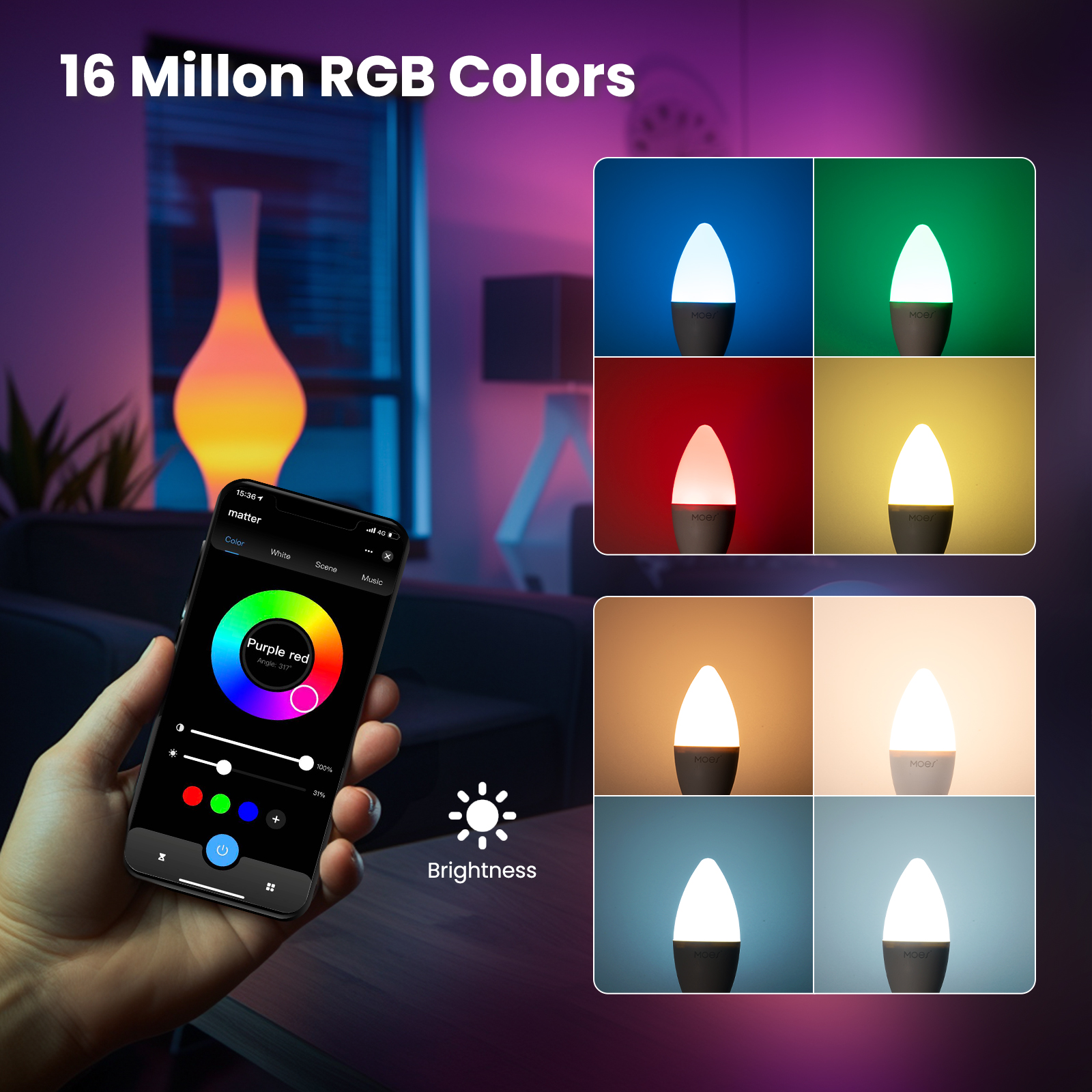led Candle Light E14 matter Smart Bulbs 5w Led Smart Blub